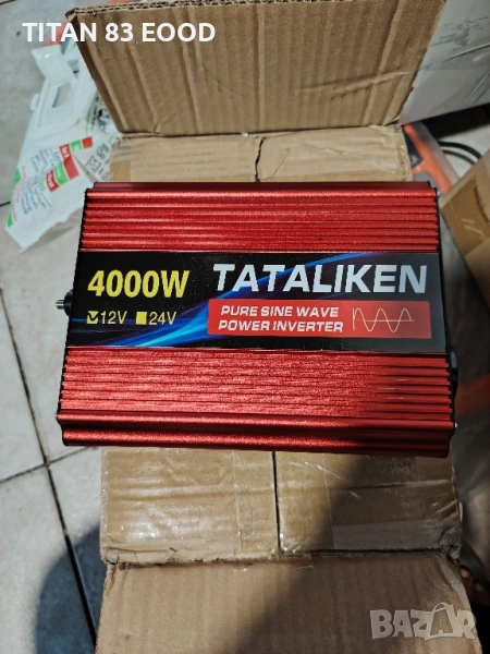 Инвертор Tataliken 4000W, чист синусоидален, преобразувател на напрежение 12V-220V (номинално 1300W, снимка 1