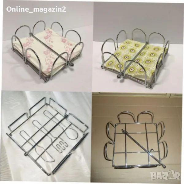 Луксозен метален салфетник в сребристо, снимка 1