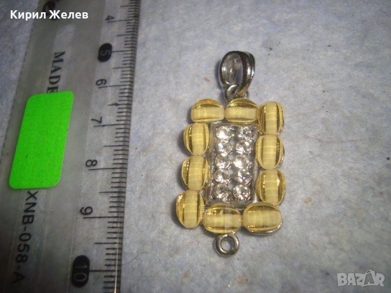 КРАСИВ КРИСТАЛЕН МОДЕН СРЕБРИСТ АРТ МЕДАЛЬОН ПЕНДАНТ ВИСУЛКА 27730, снимка 1