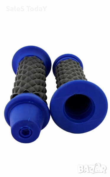 Комплект гумени ръкохватки, за мотор, сини, снимка 1