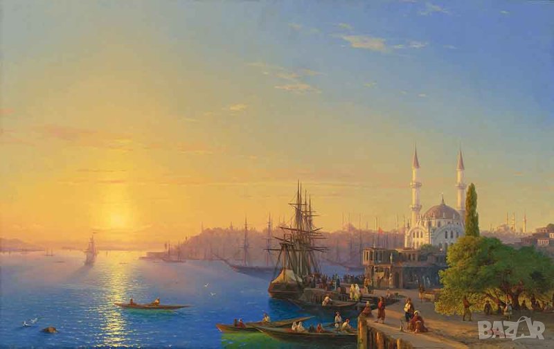 Айвазовски, ”Изглед към Константинопол и Босфора”, морски пейзаж, картина, снимка 1
