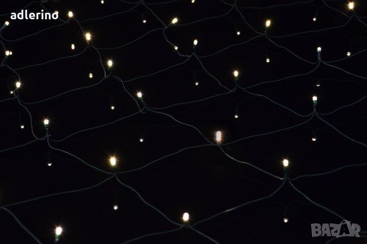 160 ЛЕД светлинки мрежа, Коледно осветление, Коледни лампички, външни - топло бяло, снимка 1