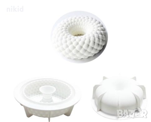 Интересна кръгла тип поничка с дупка силиконов молд силиконова форма за пай кекс мус десерт сладкиш, снимка 1