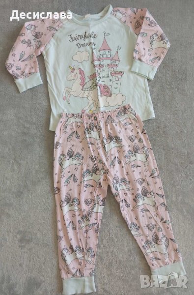 Детска памучна пижама еднорог за момиченце размер 4-5 години, снимка 1