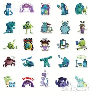 50 бр Monsters Университет за таласъми самозалепващи лепенки стикери за украса декор картонена торта, снимка 5 - Други - 47598276