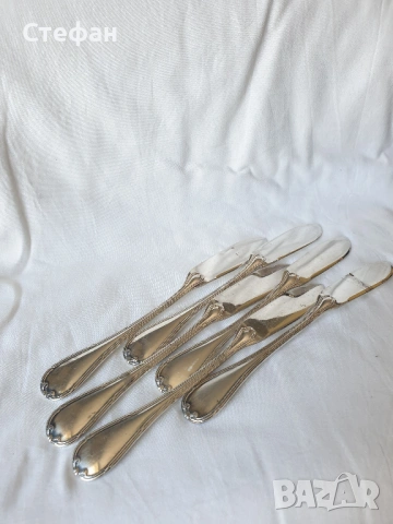 Комплект посребрени ножове за риба, снимка 7 - Антикварни и старинни предмети - 53536524