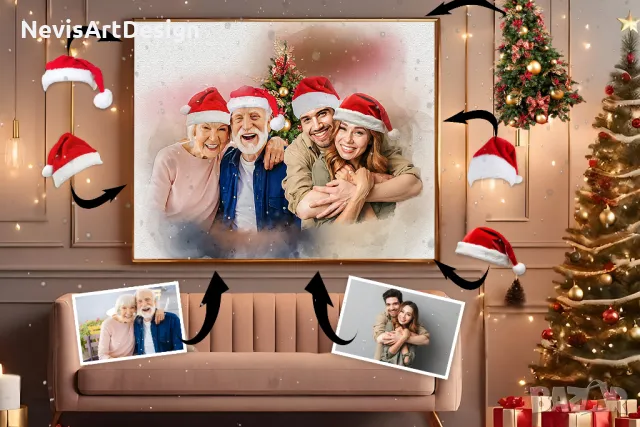 Съединяване на няколко снимки в общ дигитален акварелен портрет, снимка 8 - Картини - 47534208