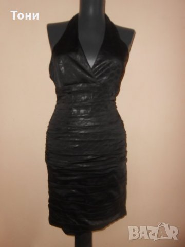 Черна рокля имитация на кожа  Samsara, снимка 1 - Рокли - 28754814