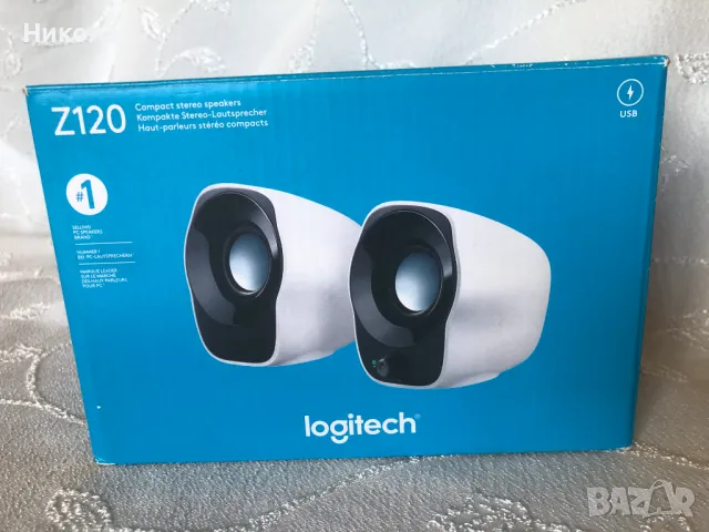 Тонколони за компютър Logitech Z120, 2.0, 1.2W, 3.5mm жак, USB, бели, нови