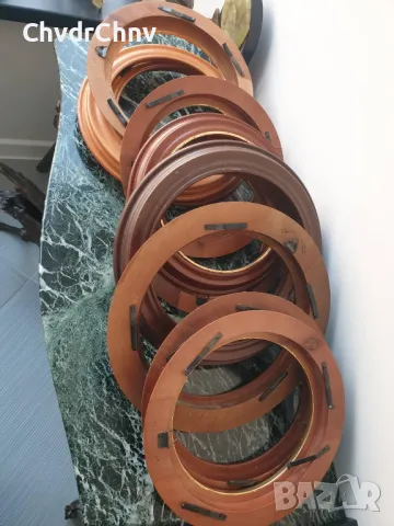 11бр Van Hygan & Smythe луксозна английска кръгла дървена рамка за декоративна порцеланова чиния