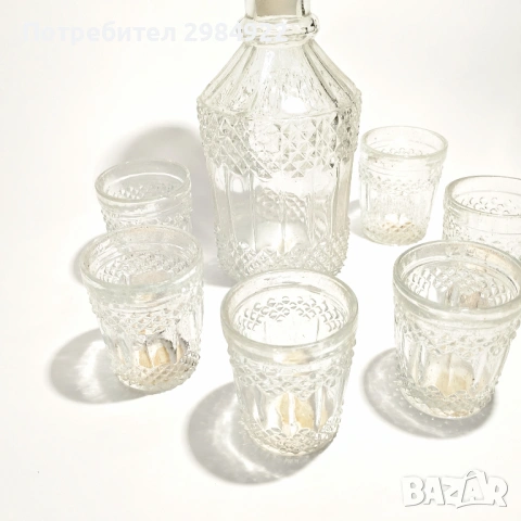 Стари стъклени чаши от соца Нови неупотребявани комплект, снимка 8 - Антикварни и старинни предмети - 53436875