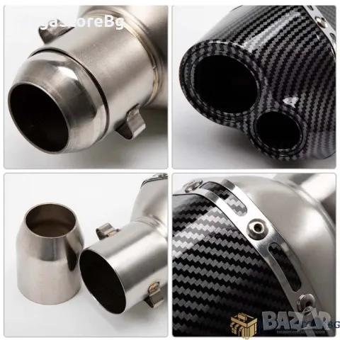 Гърне за мотор мотоциклет PA943 - 37см - СИВО С КАРБОН, снимка 3 - Аксесоари и консумативи - 49346190