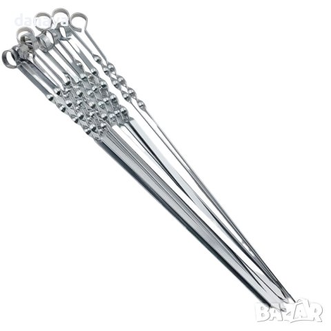 4385 Метални плоски шишове за барбекю шишове за скара, 12 броя, снимка 5 - Прибори за хранене, готвене и сервиране - 43812603