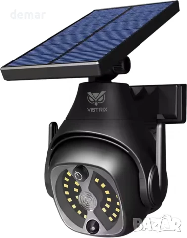 Vistrix соларна LED охранителна лампа и макетна CCTV камера с PIR сензор, IP65, черна