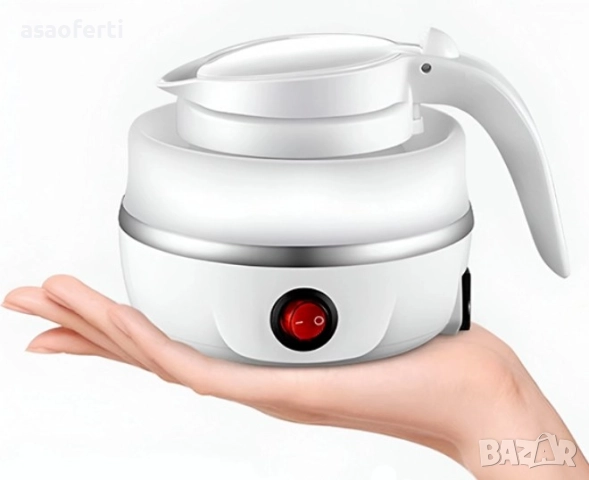 ✈️ Сгъваема Електрическа Кана за Пътуване – 600 мл, Хранителен Силикон и 304 Инокс