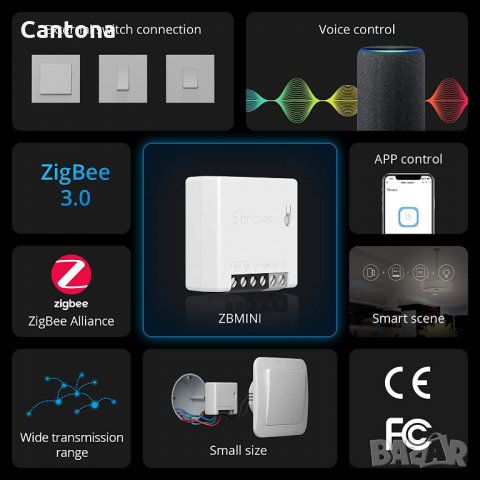 Мини превключвател SONOFF ZBMINI ZigBee, 2-посочен превключвател за осветление, съвместим с Alexa, S, снимка 3 - Друга електроника - 34878039