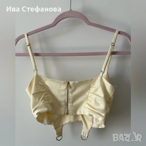  Разкошен бял сатенен сатен сет костюм комплект от две части Oh Polly , снимка 2 - Комплекти - 36748239