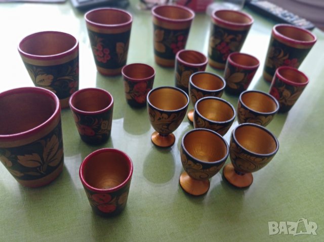 Дървени чаши пълен комплект, снимка 4 - Колекции - 35257500