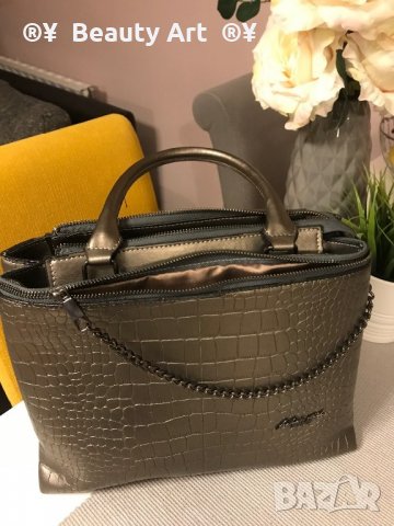 Дамска  чанта , сив цвят - “ FRAPAN “, снимка 7 - Чанти - 27368062