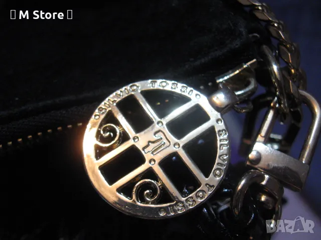 Silvio Tossi официална дамска мини чанта естествен велур и лак, снимка 5 - Чанти - 49979049