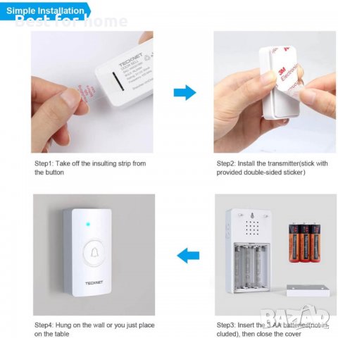 Безжичен звънец TeckNet DoorBell с 38 мелодии, снимка 7 - Друга електроника - 39091917
