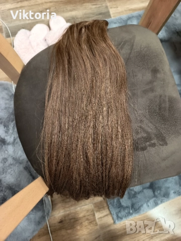 Естествена коса 50см.80гр.с клипси 