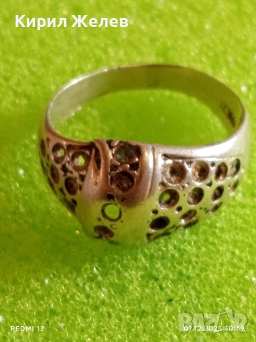 Сребърен пръстен с ажурна украса и инкрустирани кристали 8766, снимка 3 - Пръстени - 52604148