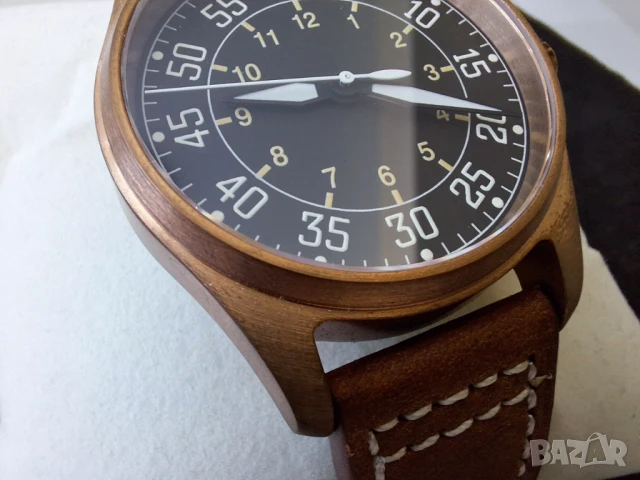 Автоматичен Пилотски часовник с бронзова каса, снимка 2 - Мъжки - 49448162