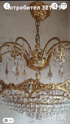Антикварен кристален полилей , снимка 5 - Полилеи - 52511214