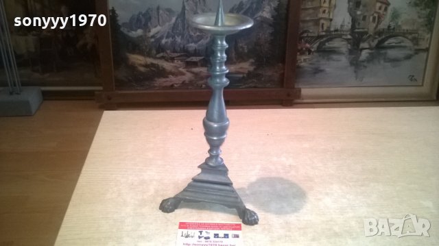 красив и стилен сив свещник-внос холандия-32х15см, снимка 9 - Колекции - 27902670