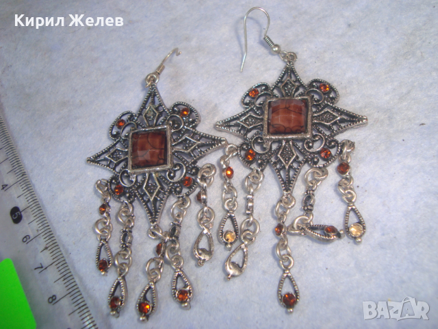 ПРЕКРАСНИ ПОСРЕБРЕНИ РЕТРО - ВИНТИДЖ БЕЛ ЕПОК СТИЛ СКЪПОЦЕННИ КРИСТАЛНИ ОБЕЦИ 14166, снимка 4 - Обеци - 36524967