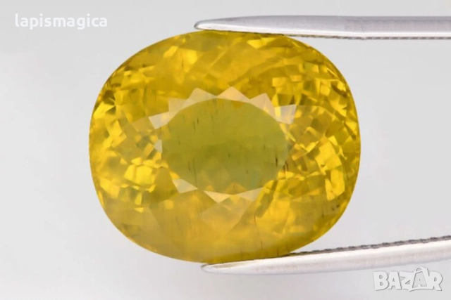 Естествен жълт апатит 28.56ct cushion шлифовка