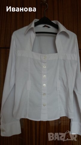 Бяла блуза с дълъг ръкав, снимка 5 - Ризи - 37311536