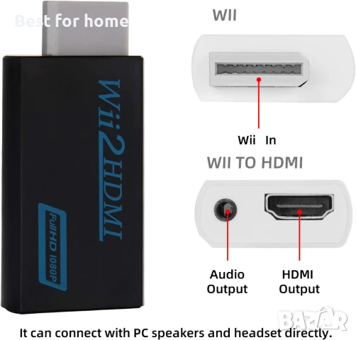 Адаптер GoldOars Wii към HDMI с 1,5 м кабел, снимка 3 - Друга електроника - 50646998