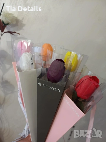 Ръчно изработени цветя от сапун, снимка 5 - Декорация за дома - 53202444