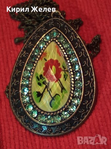 ВИНТИДЖ ФЛОРАЛЕН МЕДАЛЬОН МНОГО КРАСИВ с КРИСТАЛИ и ВЕРИЖКА 9699, снимка 9 - Колиета, медальони, синджири - 30568837