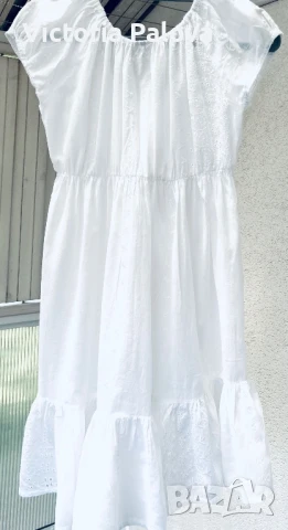 Бяла рокля-туника индийски памук, снимка 10 - Рокли - 51025662
