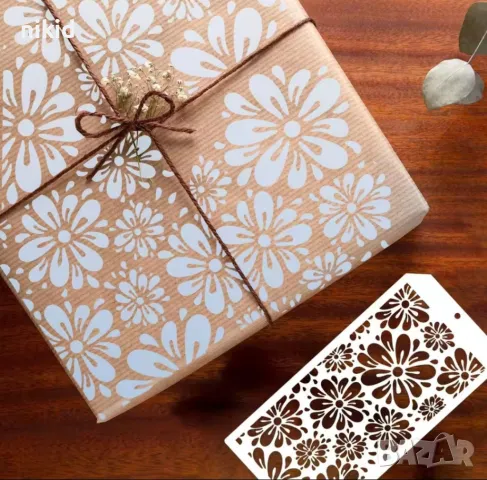 8 вида стенсил цветя рози орнаменти шаблон за спрей торта украса декорация Scrapbooking, снимка 3 - Други - 49390198