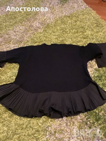 Черна блуза с къдрици, снимка 3 - Блузи с дълъг ръкав и пуловери - 34874010