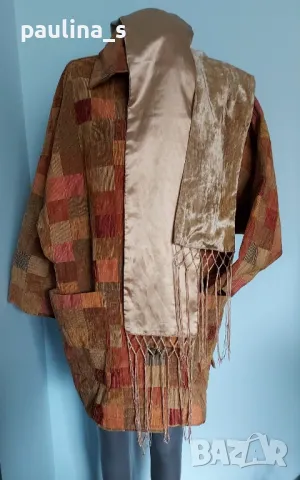 Преходно палто / манто в каре / универсален размер , снимка 3 - Палта, манта - 48927407