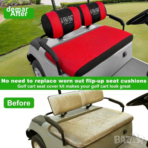 10L0L Комплект калъфи за седалка за количка за голф, дишащ, миещ се, червен, снимка 5 - Голф - 43948358