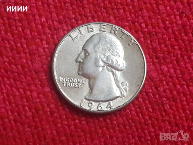Сребърна монета 1/4 долар 1964, снимка 2 - Нумизматика и бонистика - 53294735