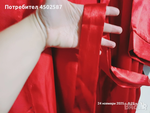 Халат сатенен червен, снимка 7 - Бельо - 52716310