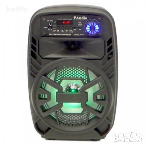 Караоке Тонколона PAudio-80, 8 инча с Bluetooth, Безжичен Микрофон, USB, SD Card, снимка 3 - Караоке - 27351794