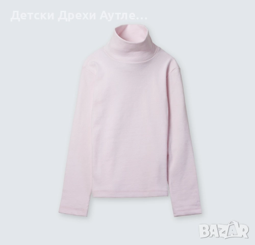 Розово памучно поло с дълъг ръкав за момичета – ново, българско производство (110–128)
