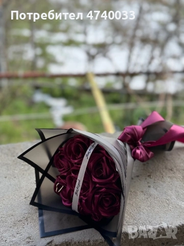 Вечен букет от сатенени рози, снимка 3 - Подаръци за жени - 53566538