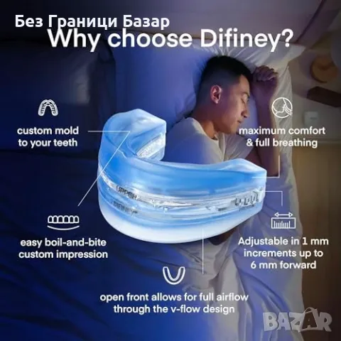 Нов Ефективен уред против хъркане Difiney 4.0 - регулируем и удобен, снимка 4 - Други - 48344401