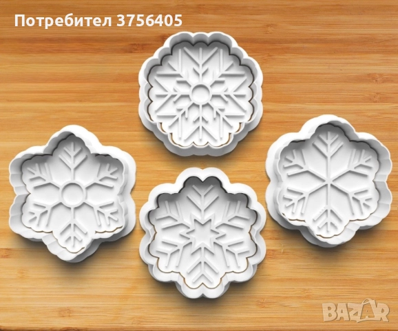 Сет снежинки за коледни сладки - форма + печат, снимка 1