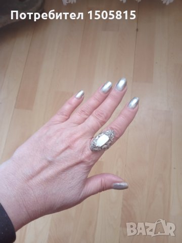 Стар сребърен пръстен 925 с натурален седеф става за всички размери 