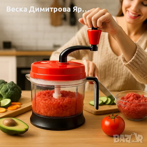 Мултифункционален кухненски чопър 2L – Смила, нарязва и миксира само с едно завъртане, снимка 5 - Чопъри и пасатори - 51331780